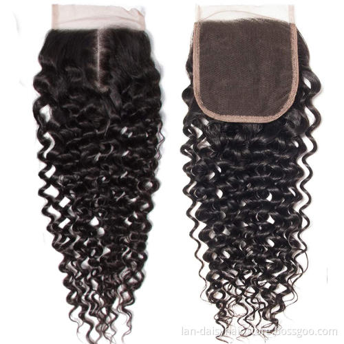 Mongolian Afro kinky curly 3 bundles with closure human hair bundles with closure curly hair in wholesale natural color